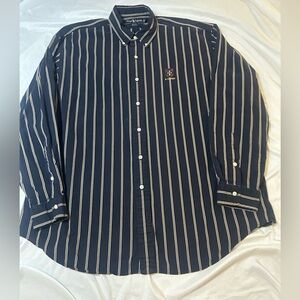 Vtg Polo Ralph Lauren BLAIRE Striped Button Down Shirt Mens XL With Polo Crest